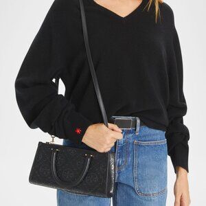 Tory Burch Small T Monogram Embossed East-West Top Handle Bag - Retail $490